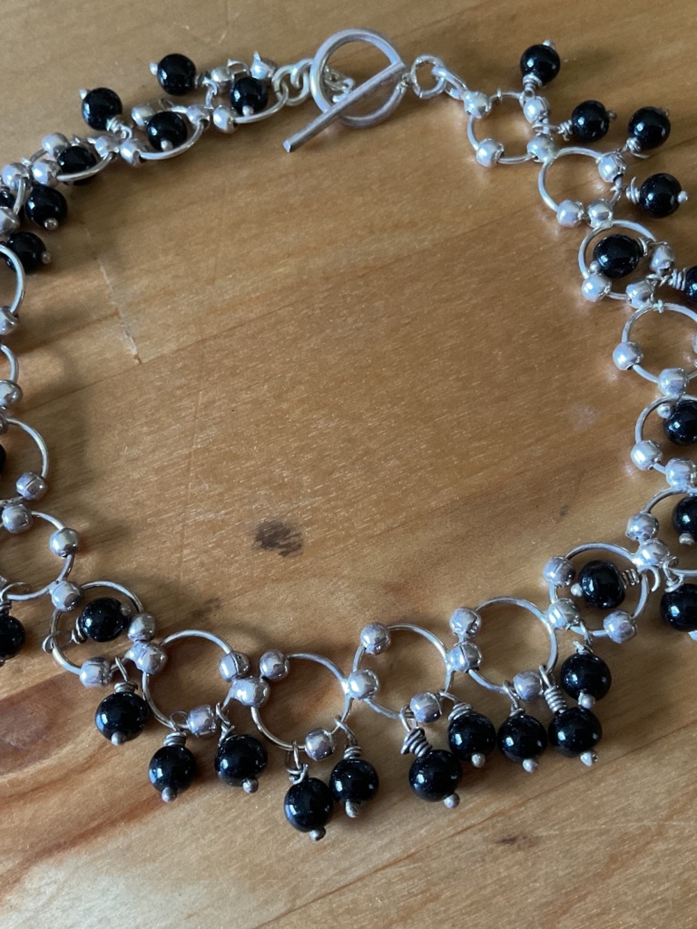 NWOT Sterling Silver 925 Black Onyx Dangling Anklet/Bracelet